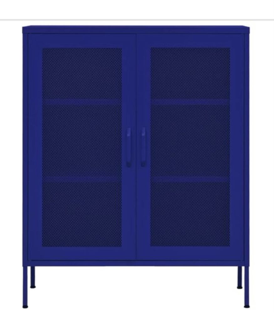 Armario azul com parteleiras