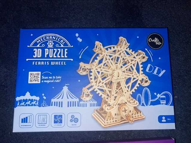 Drewniane puzzle 3D trójwymiarowy - zestaw 3 rodzaje