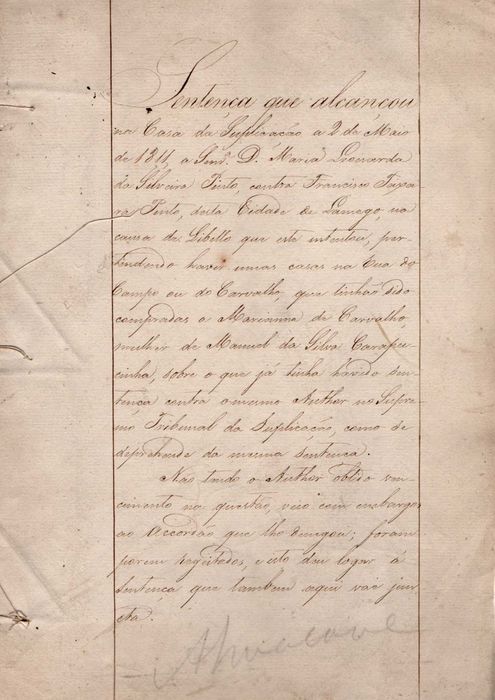 Manuscrito - SENTENÇA DA CASA DA SUPLICAÇÂO