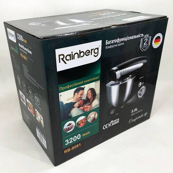 Планетарний міксер Rainberg RB-8081 Тестомес миксер тістоміс 3200W 5л