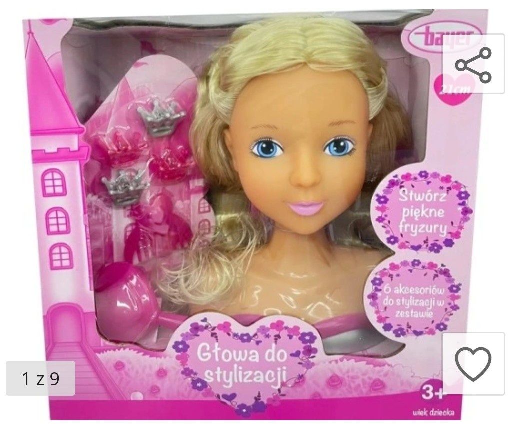 Głowa do stylizacji i czesania fryzur z akcesoriami BAYER 21 cm