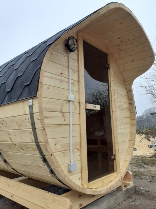 Sauna Beczka 200cm Sauna Ogrodowa w Kształcie Beczki Bania Ruska