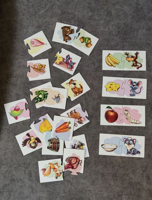 Пазли  3 в 1 де чия мама хто що їсть для дітей від 1.5 - 2 роки