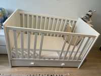 Łóżeczko łóżko niemowlęce dziecięce 140 x 70 białe materac szuflada
