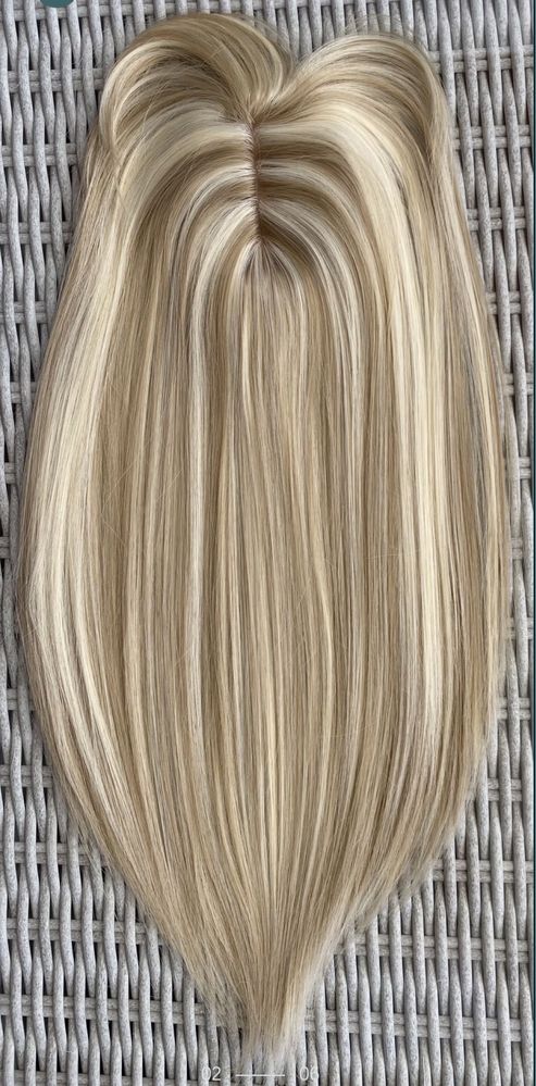 Premium Ultra włosy doczepiane, blond, pasemka refleksy topper tupet