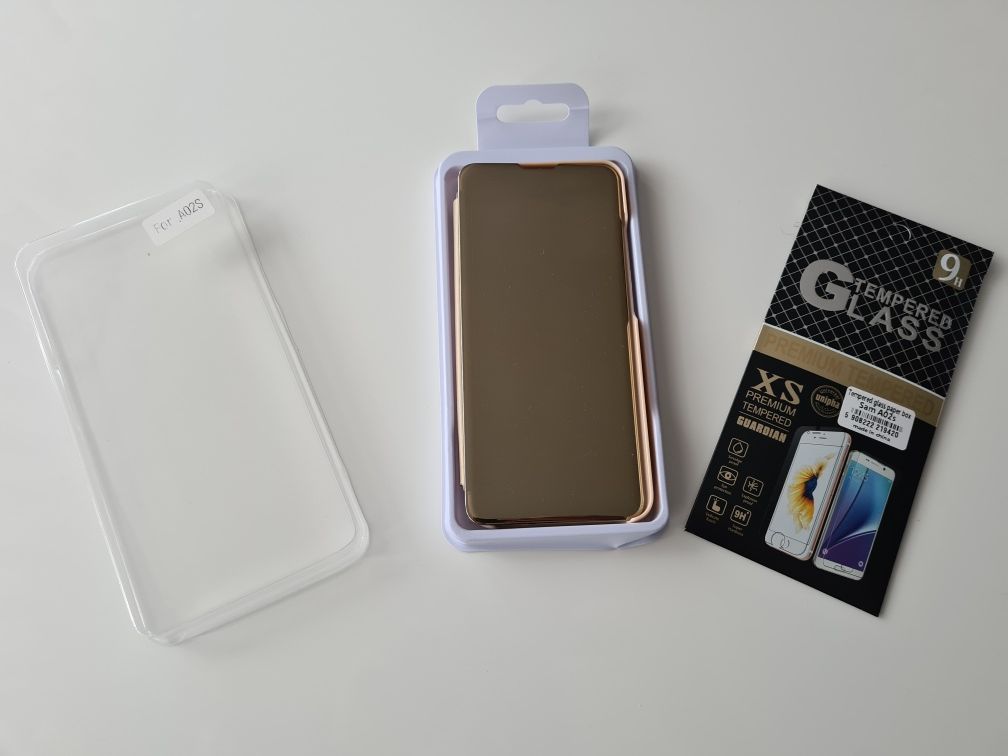 Etui, cover case Gold Samsung A02S + szkło hartowane gratis