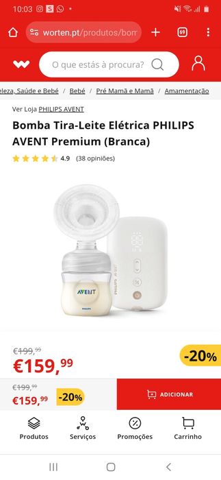 Bomba leite Avent Philips elétrica