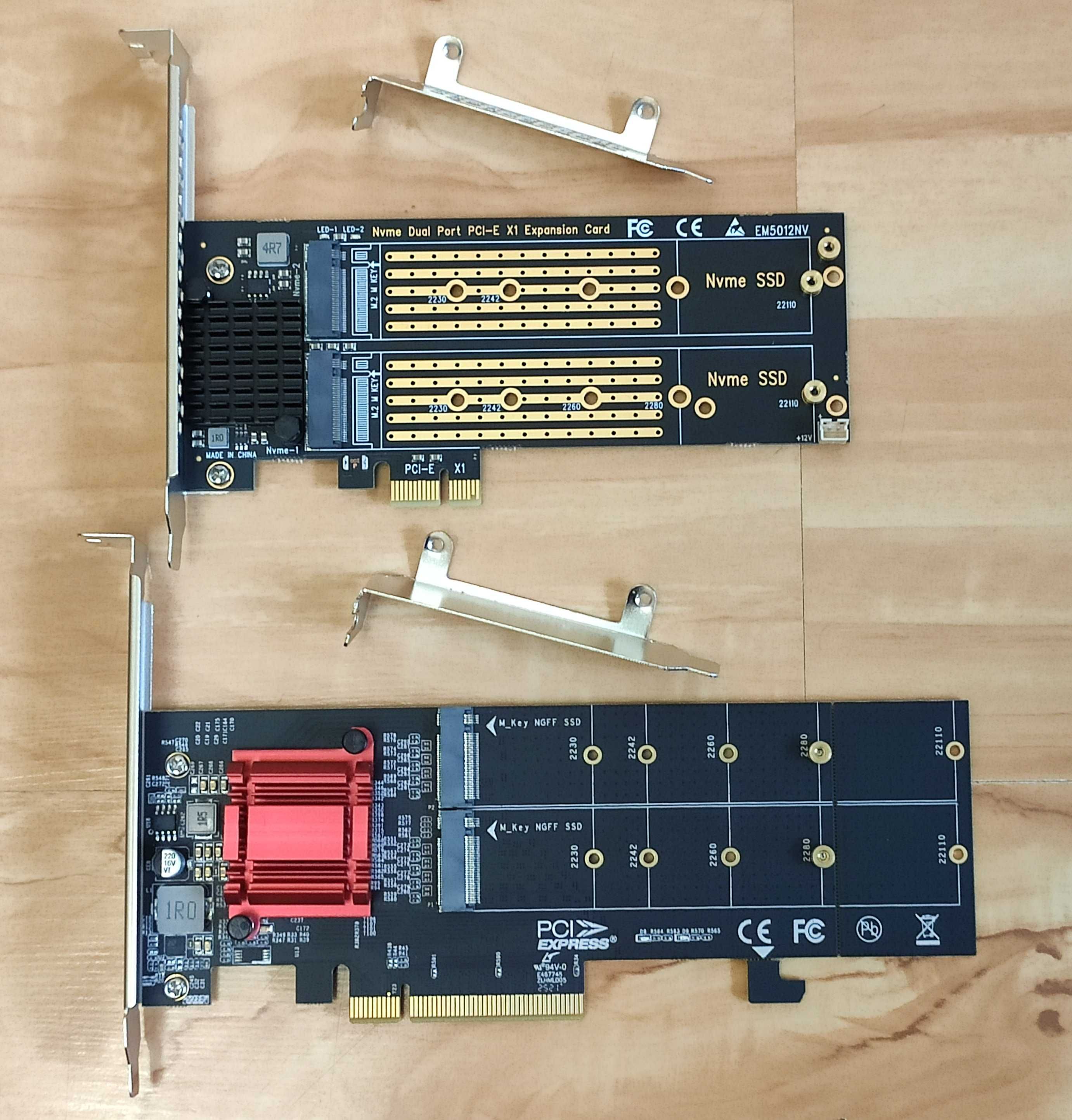 Адаптер SSD типа M.2 NGFF NVMe и U.2, U.3 SFF-8639 на PCI-e x1, x4, x8