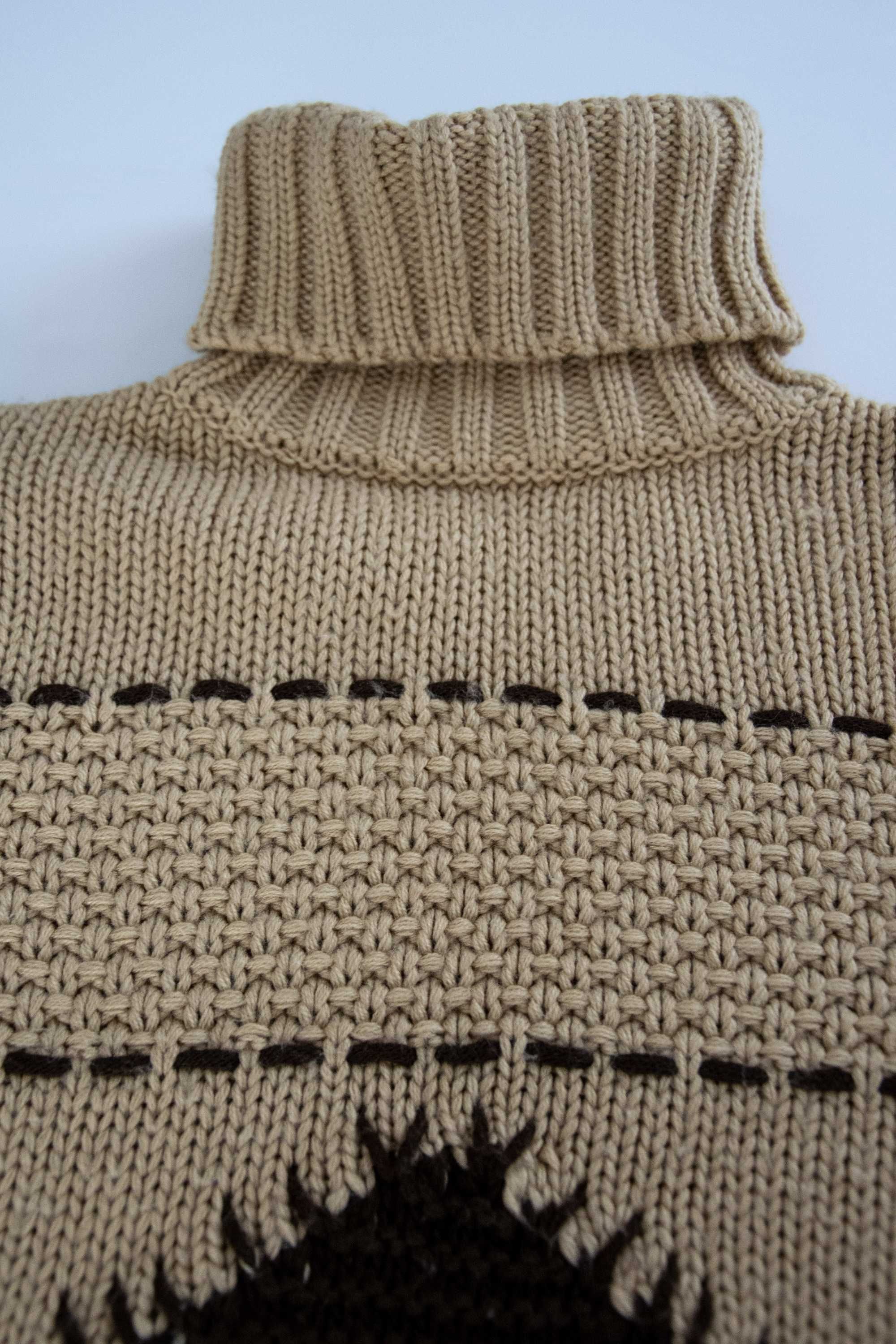 Karmelowy sweter golf z wełną - S/36
