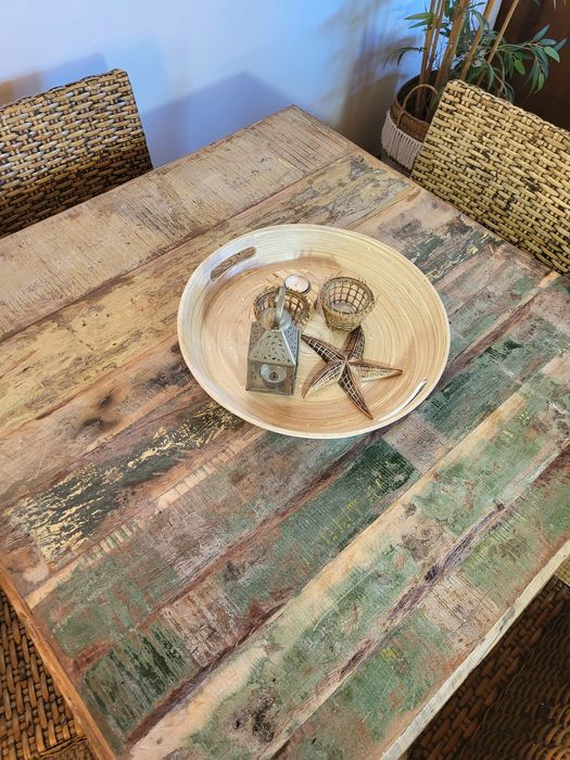 mesa, refeições, cadeiras, oriental, indiano, rustico