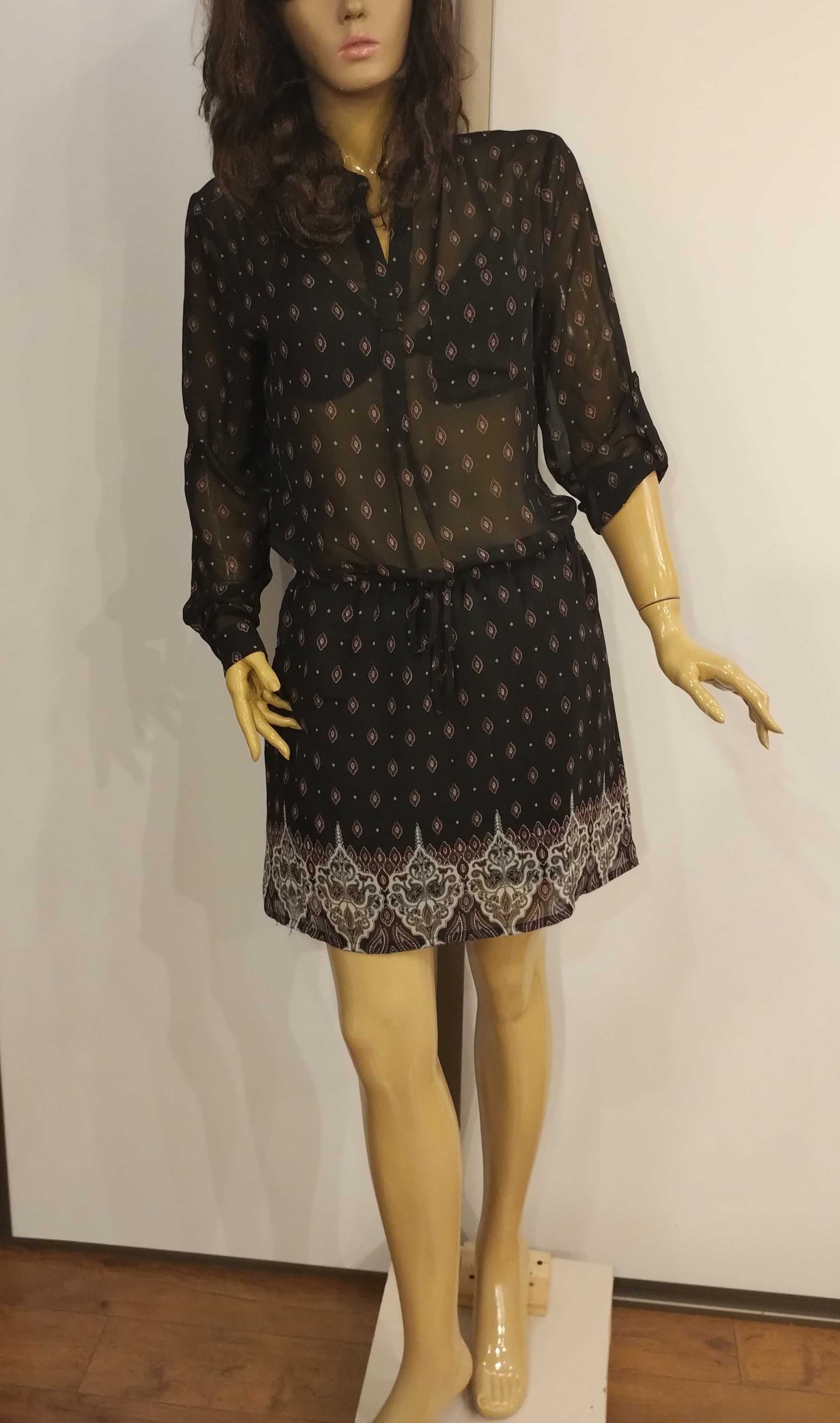 Czarna sukienka mgiełka transparent r.M musthave