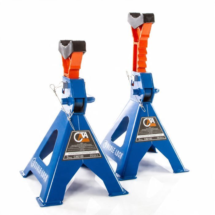 2X Kobyłki 3T Podstawki Warsztatowe Podpory Z Blokadą Gumą Pinem Reg
