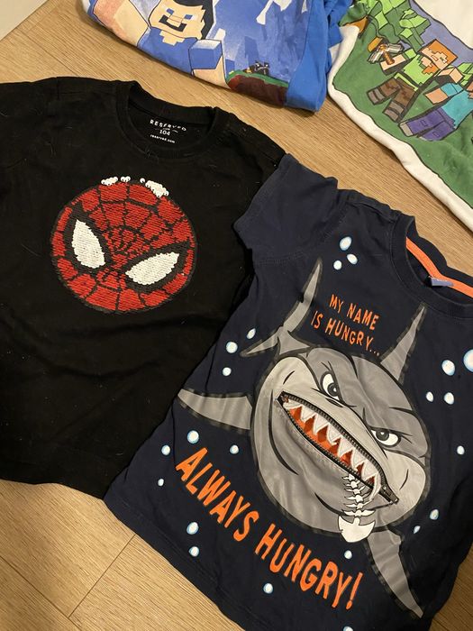 Zestaw ubrań 104-110 t-shirty, bluzki, nowe spodnie