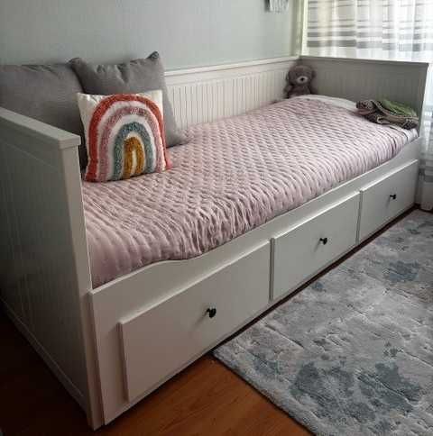 Cama indiv/dupla c/3 gav, branco (Hemnes IKEA) 80/200 + Colchão