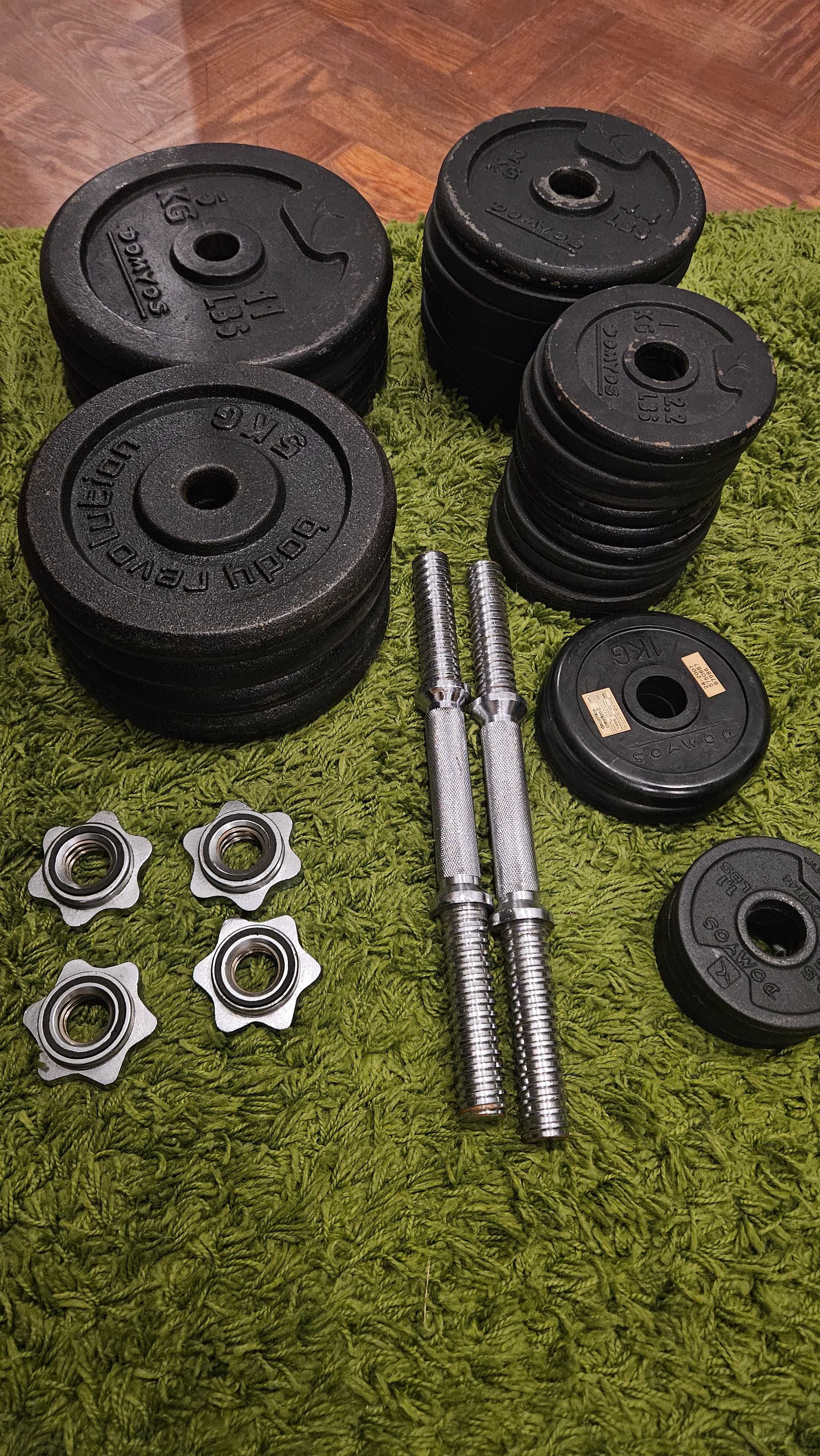 Discos de musculaçao de ferro e barras