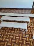 Três sanefas vintage forradas com tecido adamascado