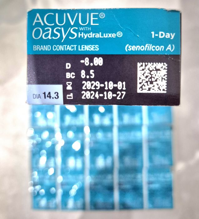 ACUVUE OASYS 1-DAY Soczewki kontaktowe jednodniowe 15szt Moc -7,5 -8.0