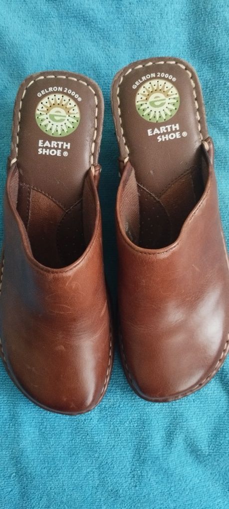 Buty klapki brązowe skórzane Earth Shoe z USA nowe długość wkł 25,5 cm