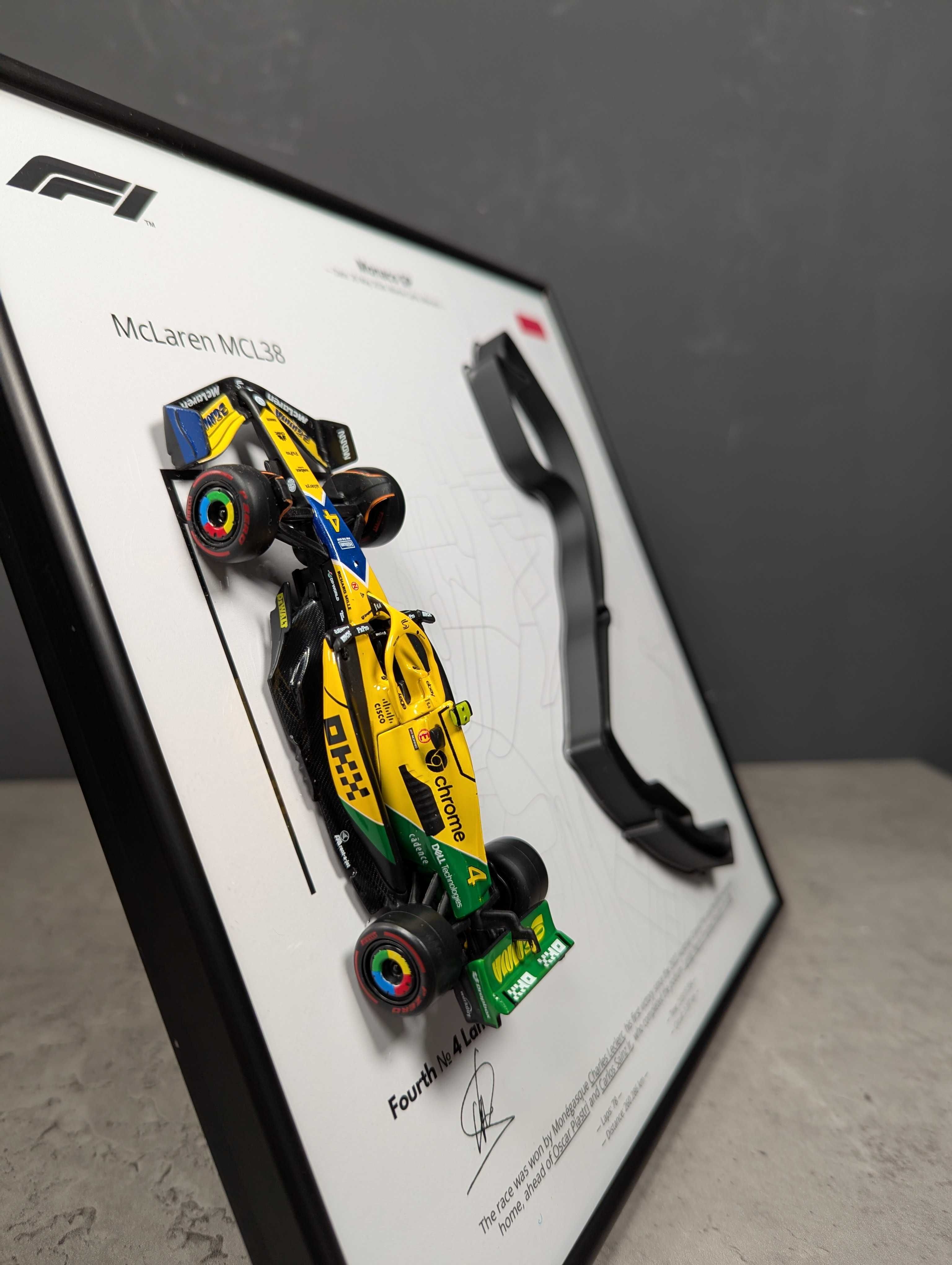 Bburago з Рамкою 2в1 з F1 McLaren MCL38 Monaco GP 2024 #4 Lando Norris