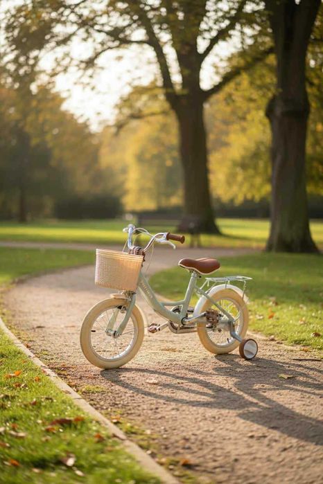 rower dziecięcy 4 kółka szary prezent  chłopiec dziewczynka 14 cali