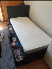 Cama de solteiro + estrado + colchão + 2 gavetões