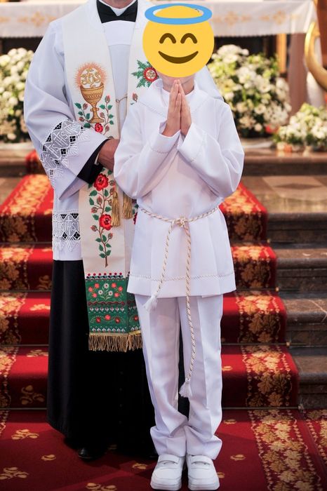 Strój komunijny 140 alba chłopięca spodnie