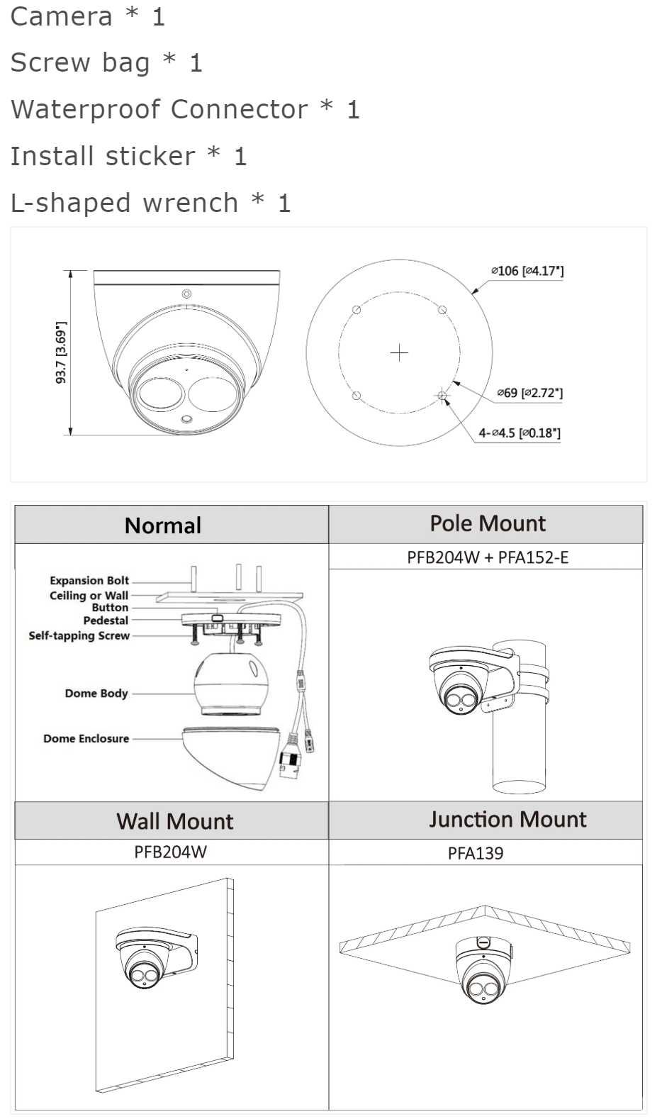 IP камера Dahua IPC-HDW4631C-A 6MP з мікрофоном