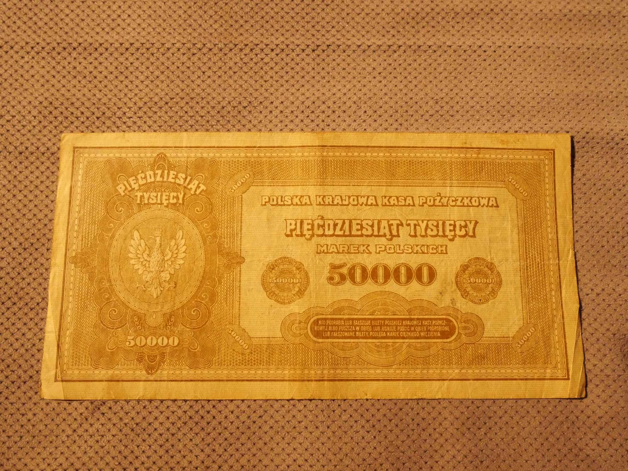 Banknoty 50000 marek polskich seria O