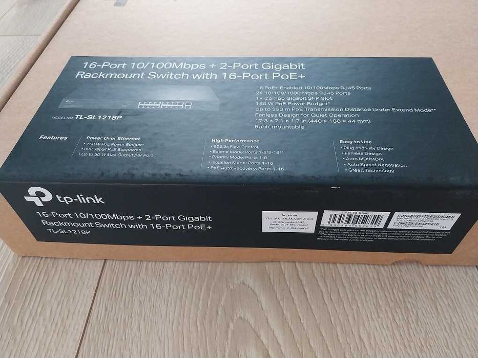 TL-SL1218P Switch 19 portów, 16x POE+ Nowy Okazja