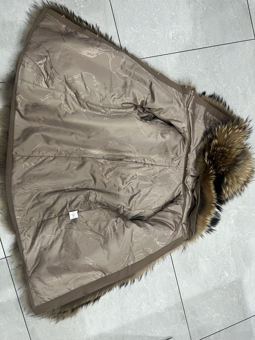 Futro naturalne z jenota 2w1 z kapturem