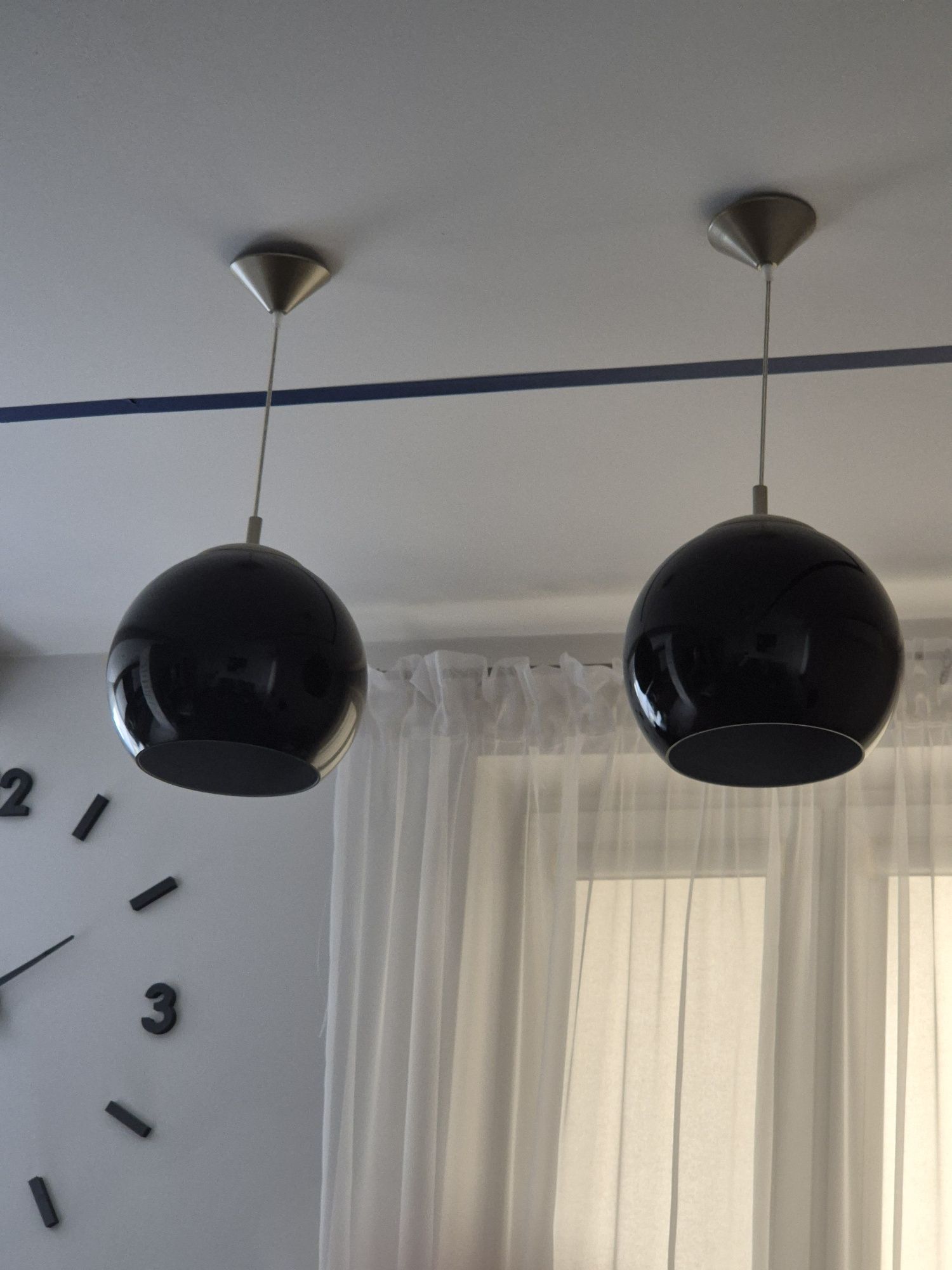 Kule szklane-czarne lampy nad stół 2 szt