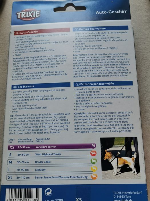 Szelki na psa XL z zaczepem do pasów samochodowych