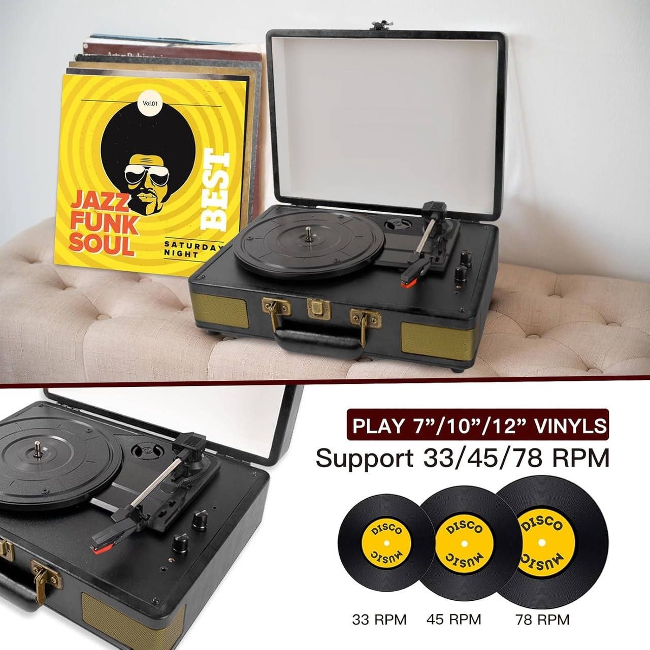 Портативний вініловий програвач Trynnay Turntable Record Player