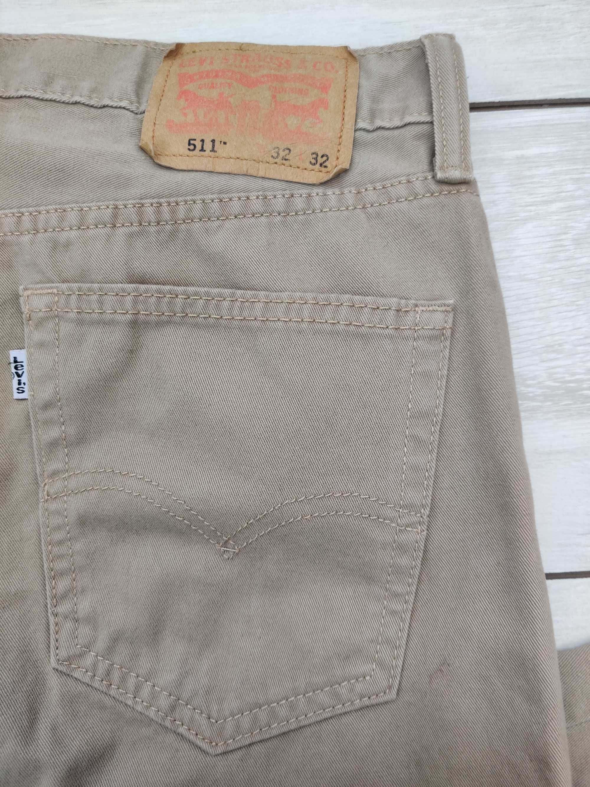 Джинси бежеві levis левіс 511 32 р пояс 42 см довжина 105 см