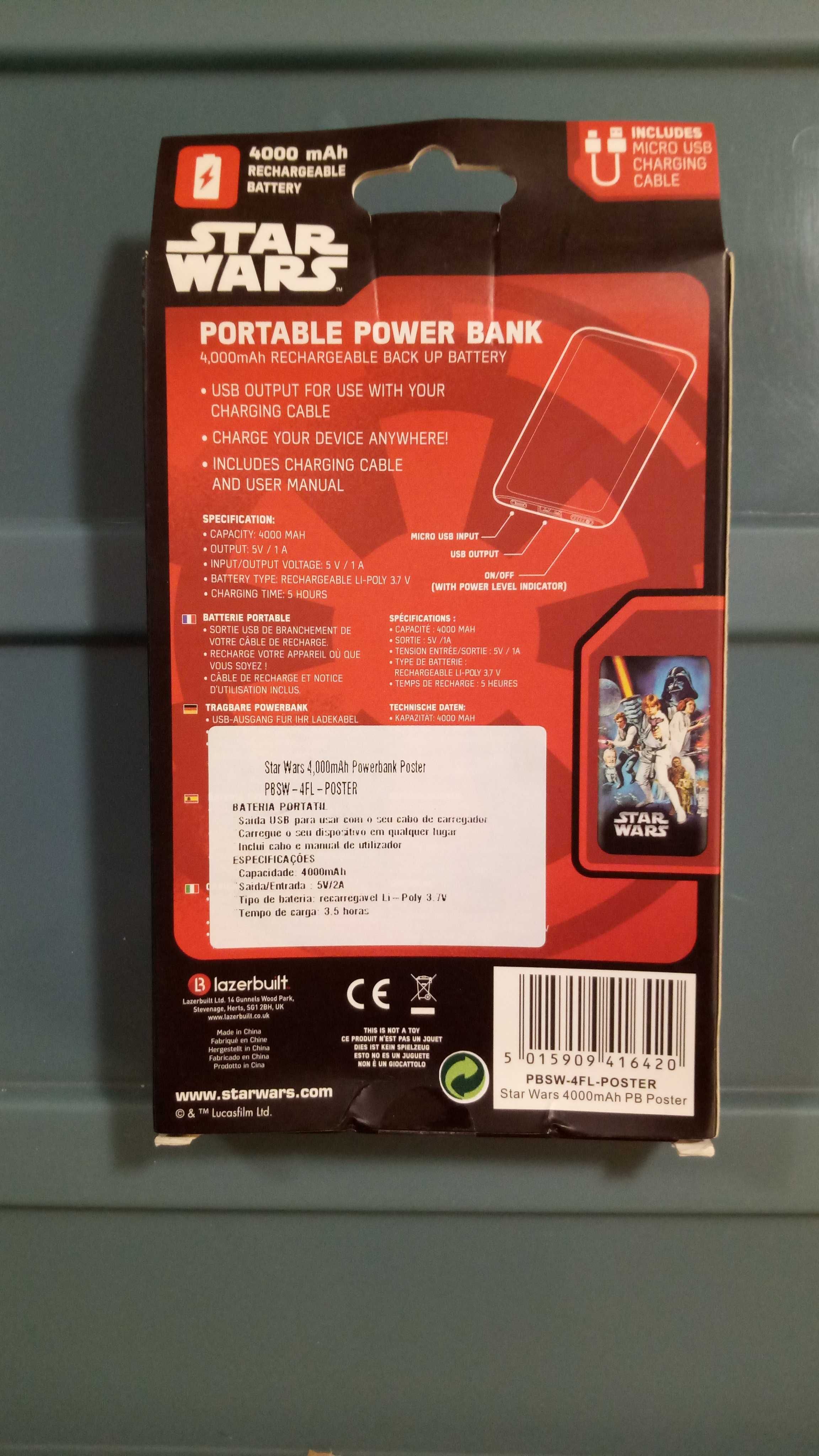 Star Wars 4000 mAh Portable Power Bank NOVO