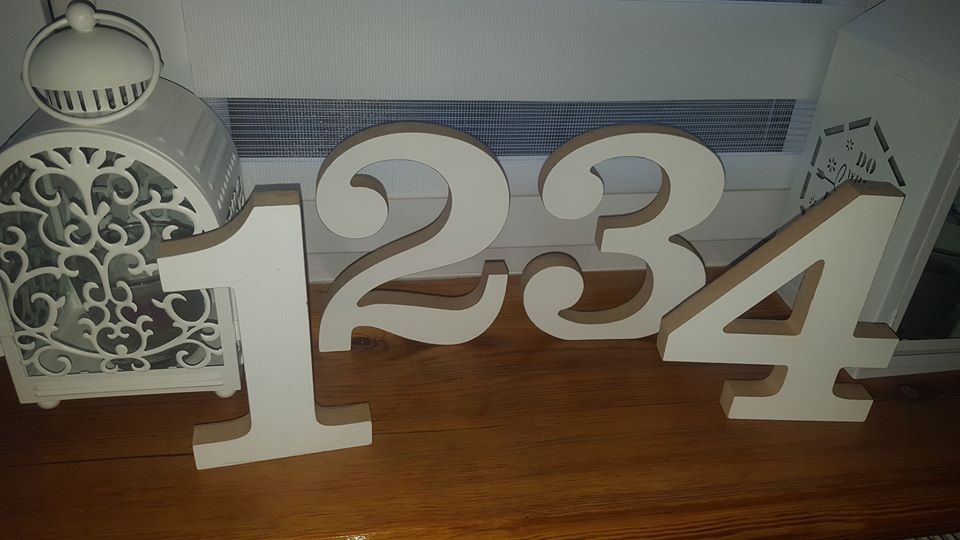Numerki 1 2 3 4 na stoły dla gości