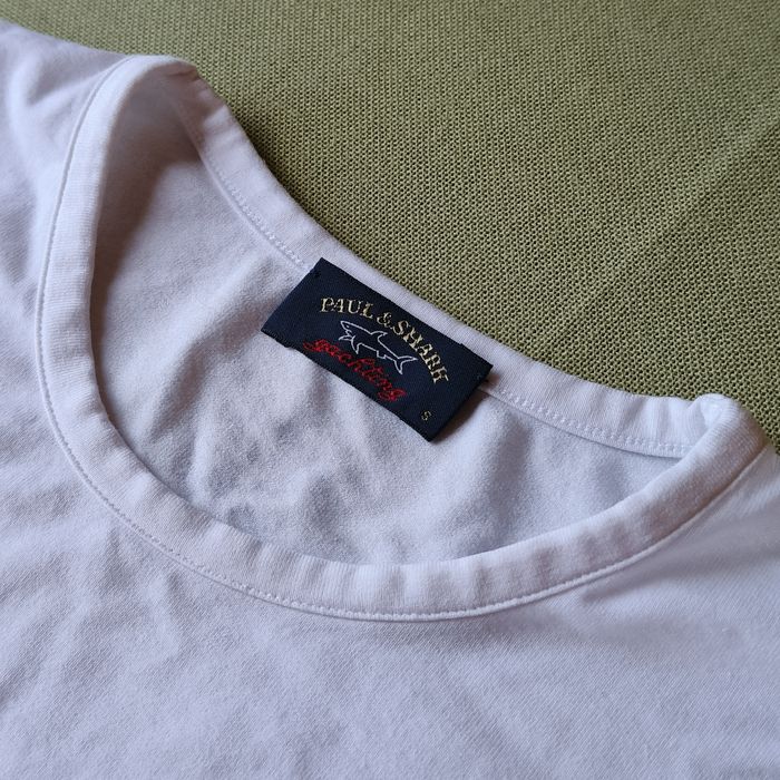 Biały T-shirt z napisem Paul & Shark yachting