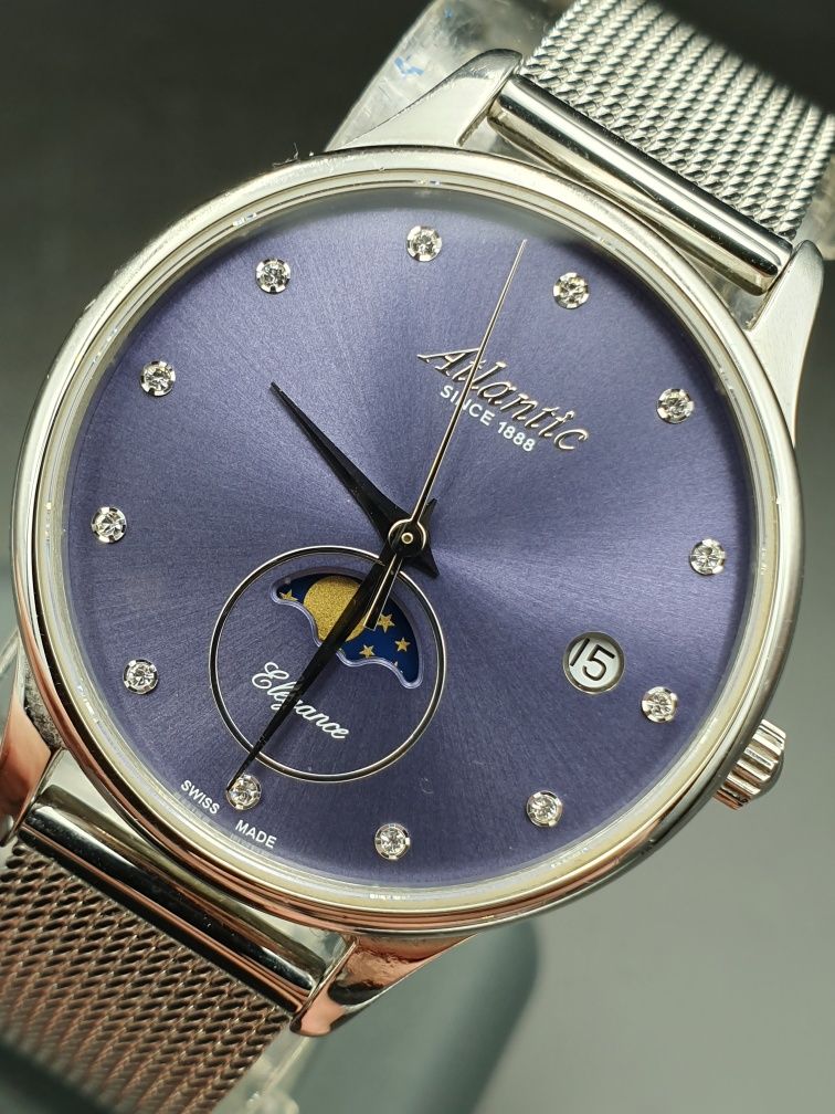 Atlantic Elegance Moonphase - bransoleta mesh, szafir, fazy księżyca