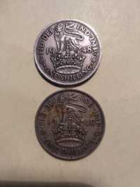 2 moedas de 1 Shilling 1948 Inglaterra