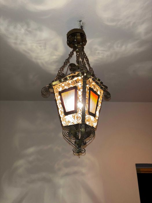 Retro vintage lampa kolorowe szkło zabytkowa