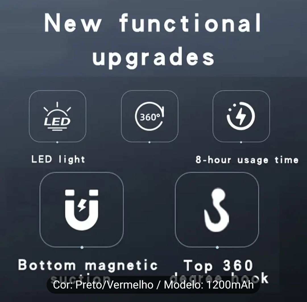 Luz de Trabalho Portátil com Base Magnética - Recarregável