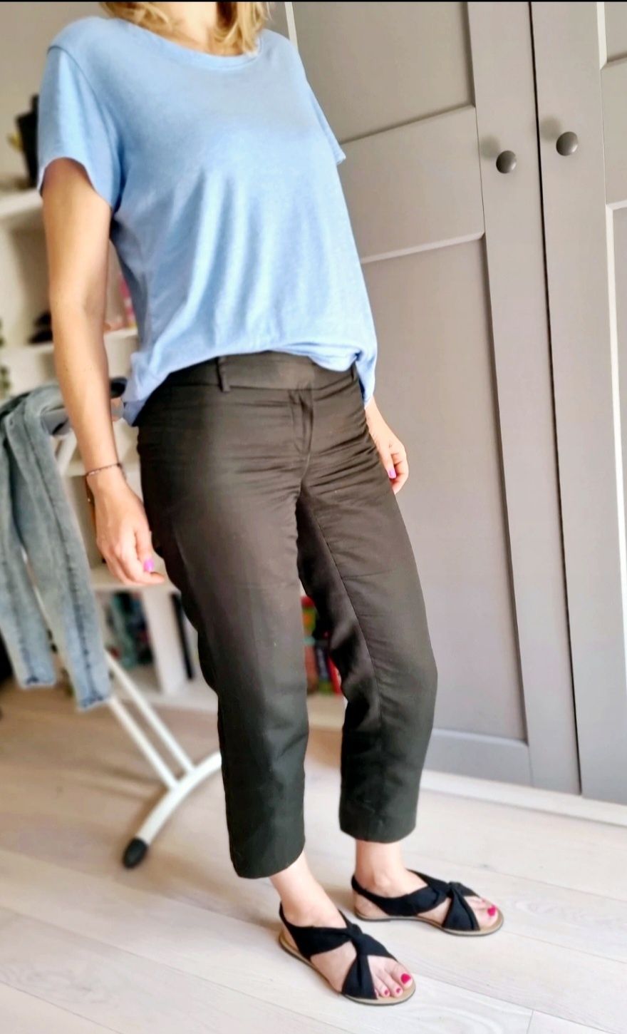 czarne letnie spodnie 7/8 rybaczki lniane Kookai roz 38 M