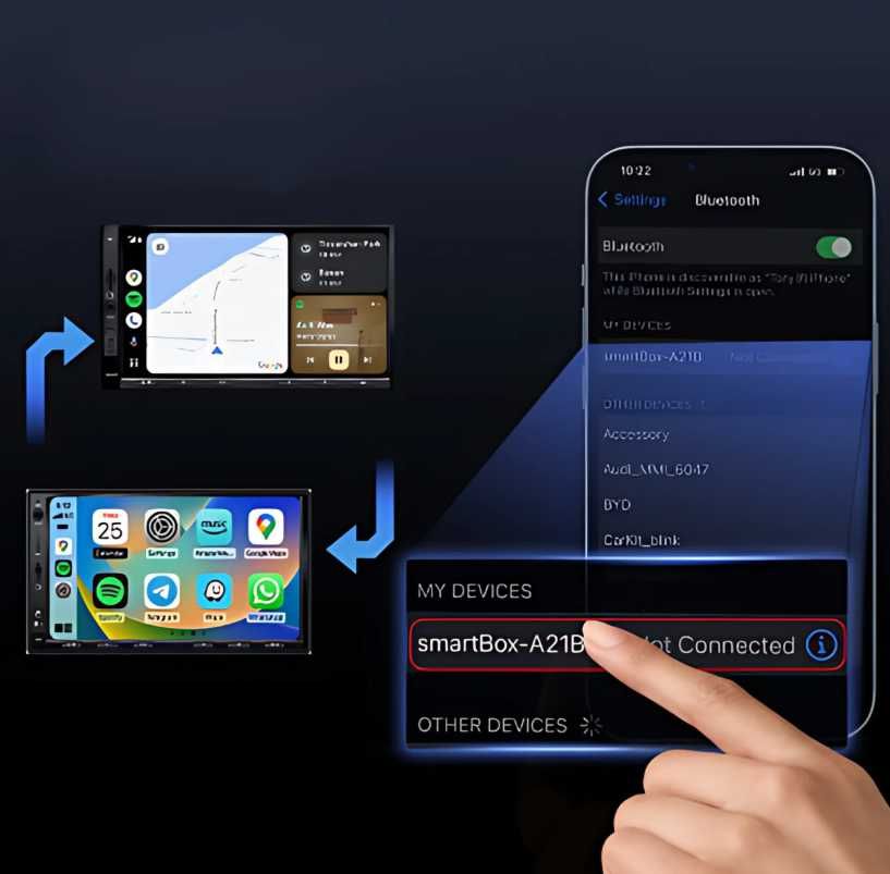 Adapter Carplay & Android Auto USB iOS Bluetooth + WiFi