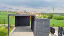 Carport 3,3 x 5,7 m z pomieszczeniem gospodarczym 2 x 3 m