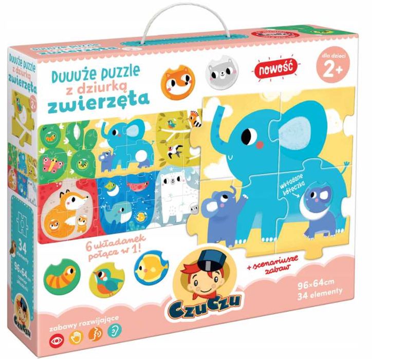 CZUCZU DUUUŻE Puzzle z dziurką ZWIERZĘTA 2+ czu czu