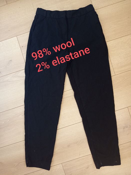 Wełniane czarne spodnie XS Massimo Dutti