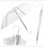 Parasol przezroczysty, bialy, nowy w folii