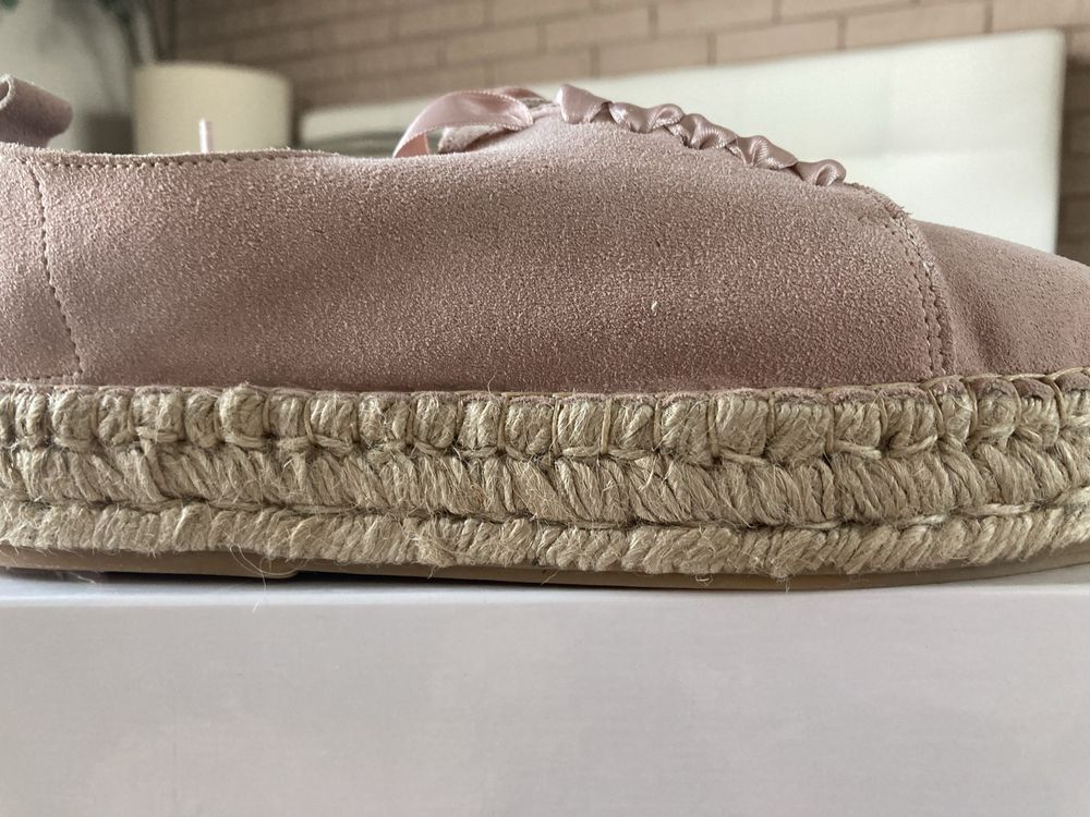 Eva Minge NOWE buty sznurowane espadryle rozm.37 pudrowy róż