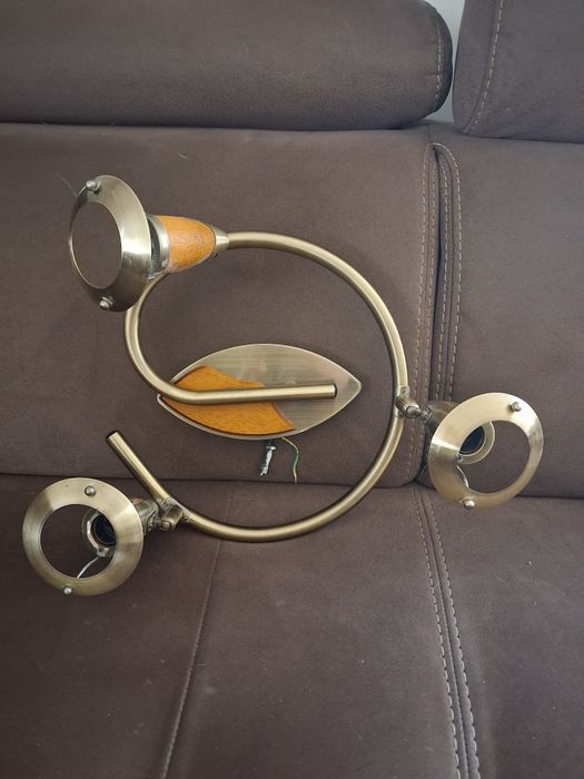 Żyrandol brązowo złoty