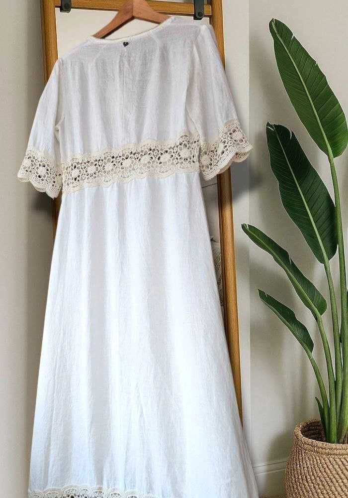 Белое длинное льняное платье Please Fashion Италия, р. S